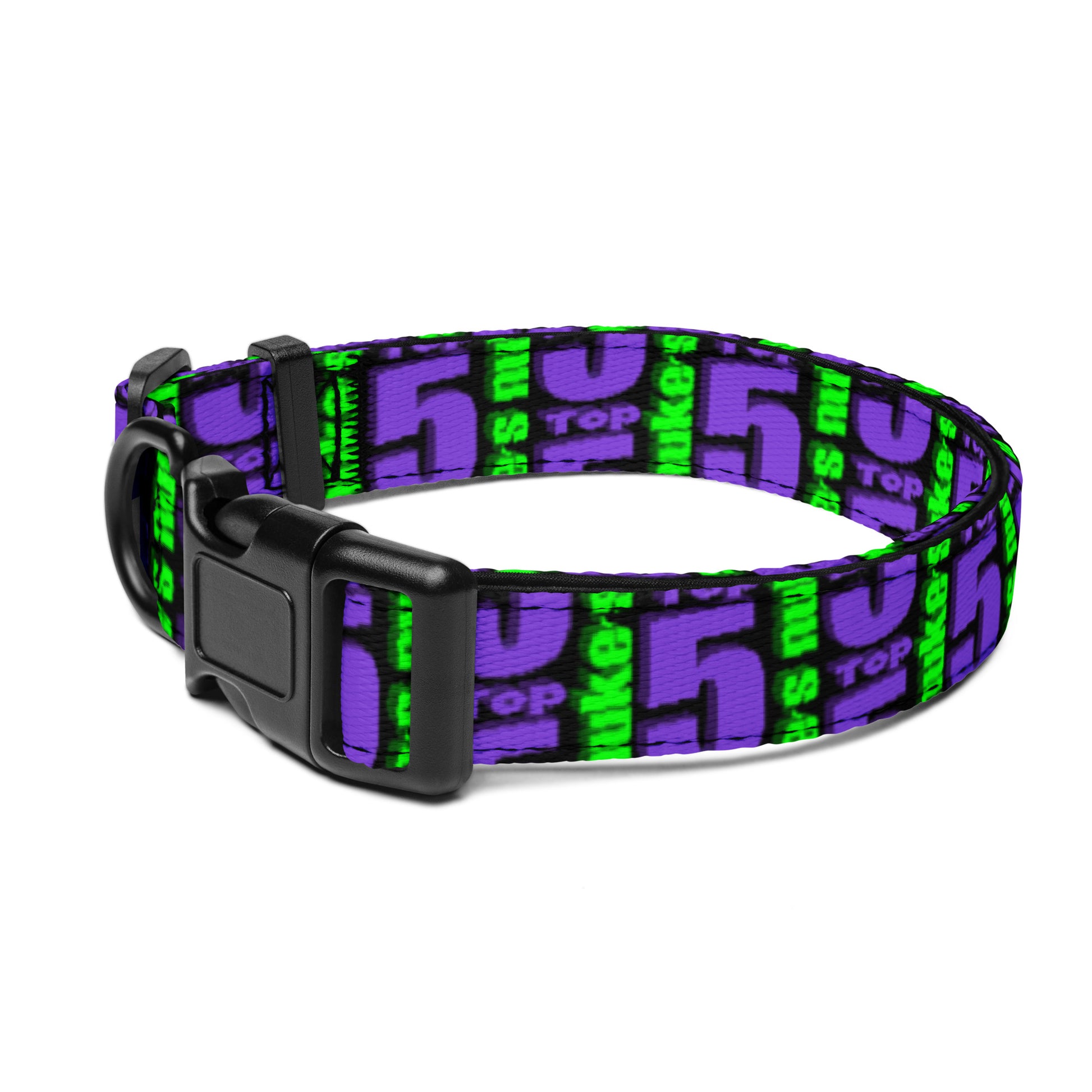 Pet collar with Nuke's Top 5 logo for dogs and cats.