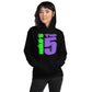 Woman wearing black hoodie with Nuke's Top 5 checklist on the back Nuke's Top 5 logo on front