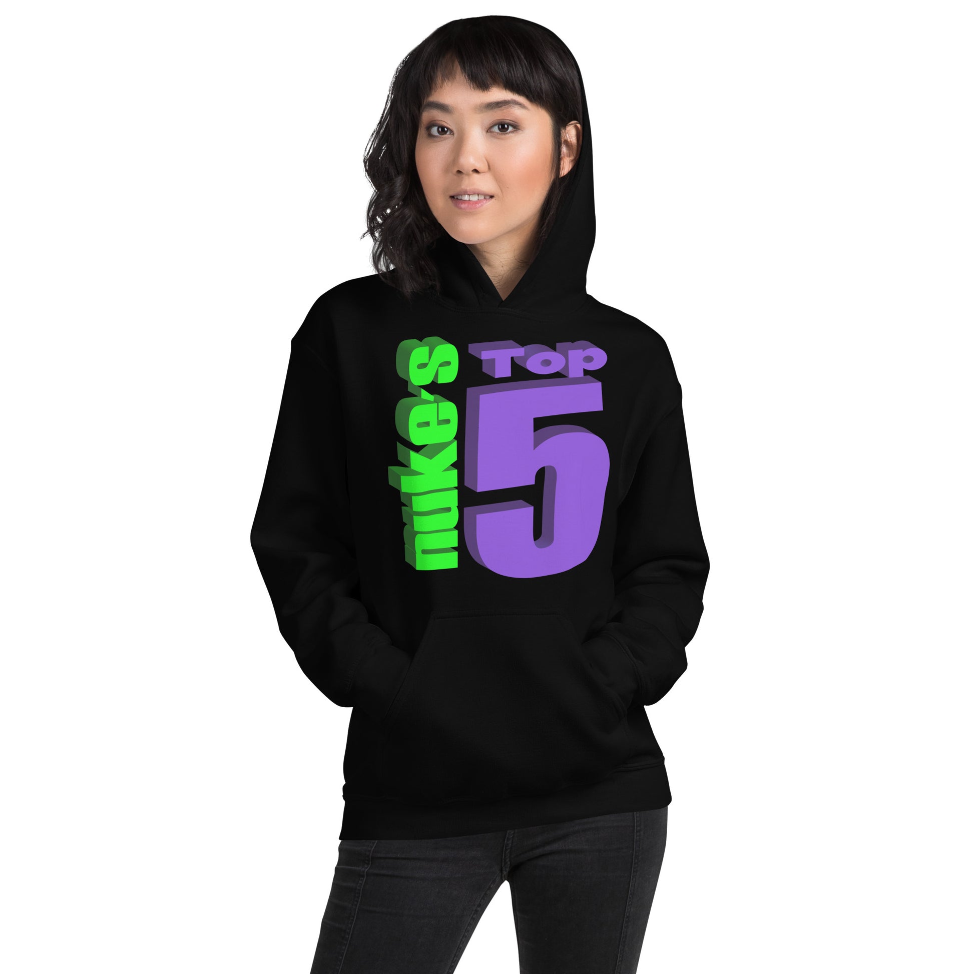 A person wearing a two-sided black hoodie with the text "Did you SEE it?" in green on the back, reminiscent of Nuke's Top 5.