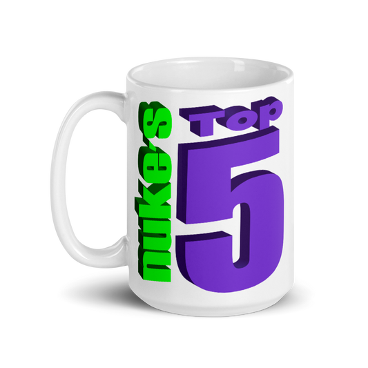 Nuke's Top 5 White Glossy Mug - 15oz TWO SIDED