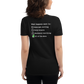 Woman wearing black t-shirt with Nuke's Top 5 logo on front and checklist on back