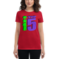 Woman wearing red t-shirt with Nuke's Top 5 logo on front and checklist on back